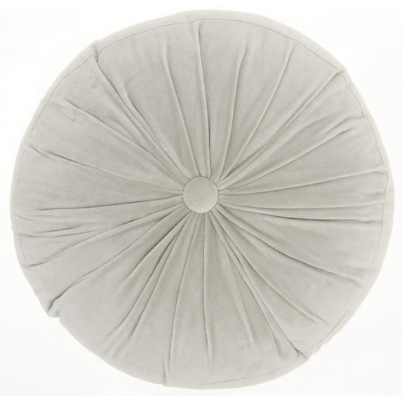 Light Gray Tufted Round Throw Pillow