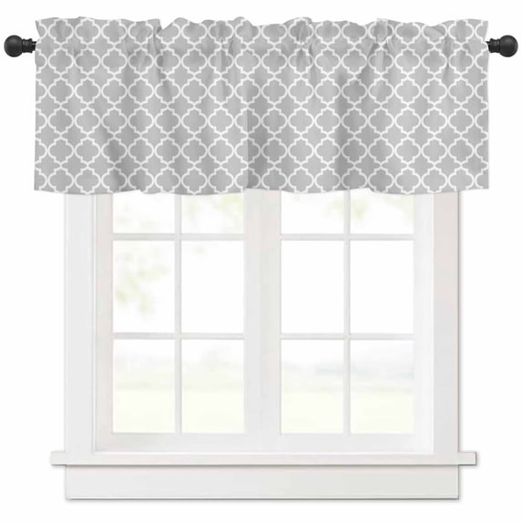 Light Gray Valances for Windows Farmhouse Kitchen Curtains Valances Rod Pocket Valance Curtains for Kitchen Windows Minimalist Boho Abstract Ethnic Motifs Window Valances for Bathroom Bedroom 42"x18"