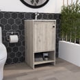 thumbnail image 1 of Light Gray Vanity with Open Shelf | One - Door Cabinet for Storage | Small Bathroom, 1 of 3