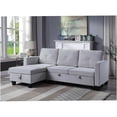 thumbnail image 1 of Light Gray Velvet Storage Chaise Sectional Sofa with Reversible Sleeper, 1 of 5