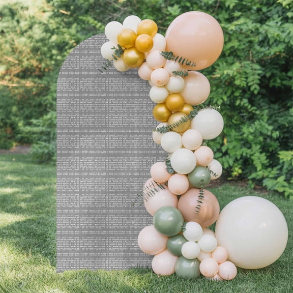 Light Gray White Pixels Arch Backdrop Cover 4 FT, Modern Contemporary Abstract Boho Wedding Arch Cover Stretchy Backdrop Stands Covers for Birthday Party Ceremony Banquet Decor