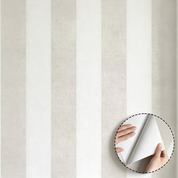 Light Gray White Striped Wallpaper Minimalist Aesthetic Modern Self Adhesive and Removable Waterproof Wall Decor for Living Room Bedroom Kitchen Cabinet Drawer Dorm Room 17.7 * 118 in