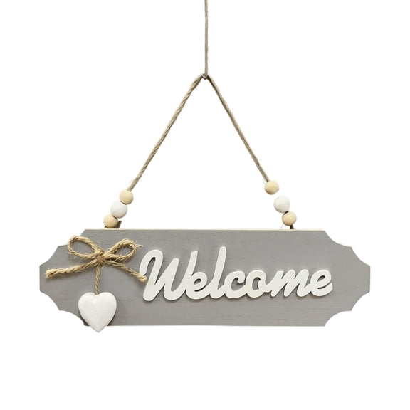 Light Gray Wood Welcome Sign, Rustic Hanging Wall Plaque, 1 Piece, Front Door Porch Entryway Decoration for Home Farmhouse Indoor Outdoor