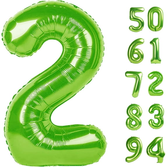 Light Green 2 Balloon, Number Balloons 40 Inch, 2nd Balloon Number Birthday Decorations, Second Two Birthday Party Supplies, Number 2 Balloon