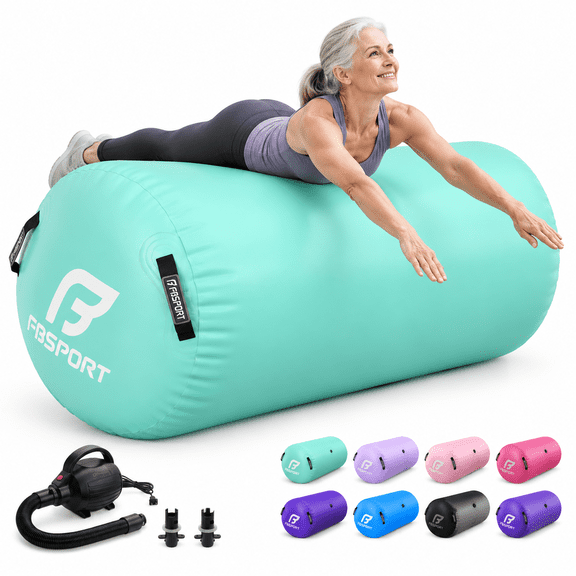 Light Green 39.37in x 31.5in Gymnastics Inflatable Air Roller Mat for Yoga Cheerleading