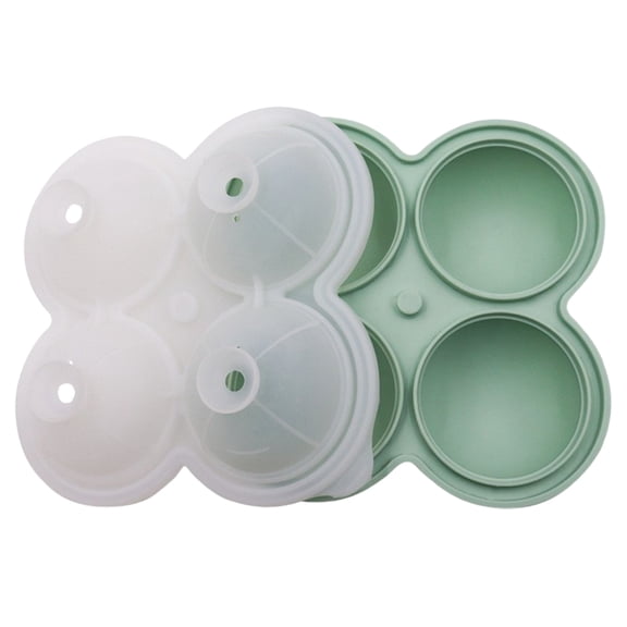 Light Green 4 Ball Ice Cube Tray, Silicone Sphere Mold For Whiskey, Slow Melt Round Freezer For Cocktail Drinks