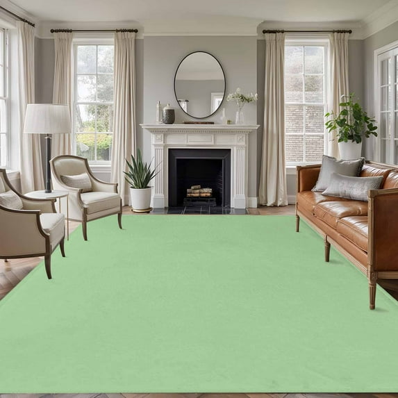 Light Green 8x10 Area Rugs, Farmhouse Solid Green Color Modern Art Non-Skid Rubber Backing Large Rectangle Rugs - Living Room Bedroom Home Office, Indoor Floor Mat Carpets Washable Rug