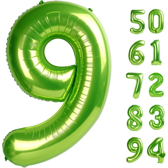Light Green 9 Balloon, Number Balloons 40 Inch, 9th Giant Birthday Decorations for Girls,19th 29th Party Decorations Supplies, Number 9 Balloon