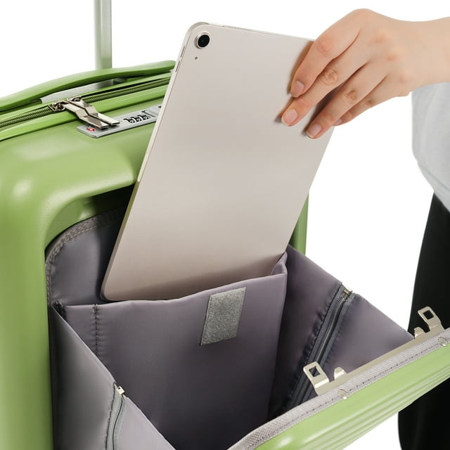 Light Green ABS Hard Shell Luggage Set of 3 with USB Port Spinner