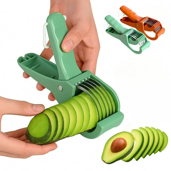 Slicer Tool - Light Green,Stainless Cutter with Comfortable Grip,Easy Peeler for Avocado and Vegetable Cutting,Kitchen Gadget