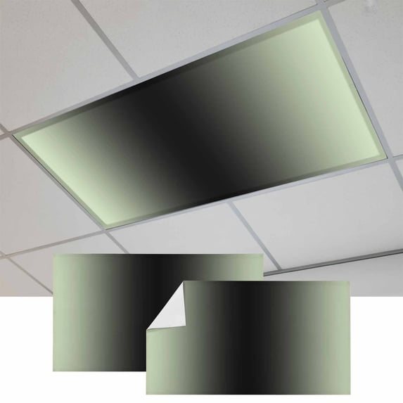Light Green Black Ombre Magnetic Fluorescent Light Covers for Ceiling Lights 2x4Ft, Modern Gradient Abstract Art Office Classroom Kitchen Drop Ceiling Light Covers Lighting Filters Shade Panel 2Packs
