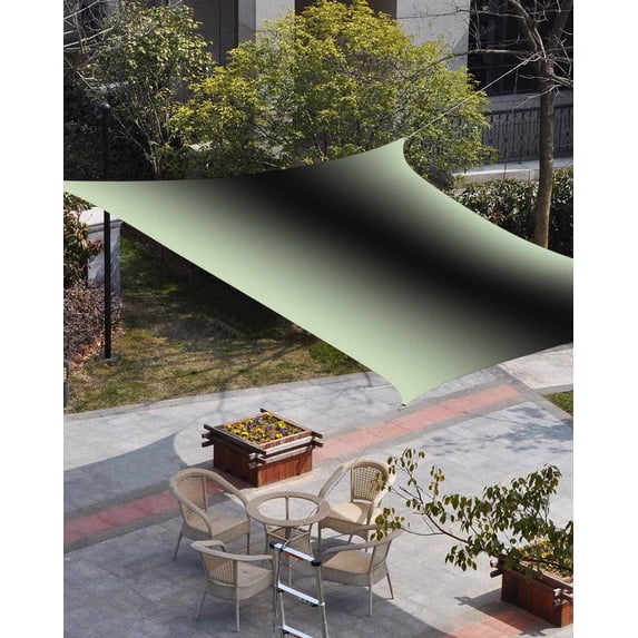 Light Green Black Ombre Sun Shade Sail 8'x10' Rectangle Outdoor Shade Canopy, Modern Gradient Abstract Art Porch Shades Outdoor Sun Blocking Screen, Sunshade Cloth Covers for Patio/Deck/Garden