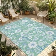 thumbnail image 1 of Light Green Blue Floral Outdoor Rug 3x5 Ft - Reversible Patio Rug Outdoor Camping Rugs, Vintage Pastoral Botanical Washable Indoor Outdoor Area Rugs, Non-Slip Outdoor Carpet Runner for Deck/Porch, 1 of 8