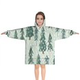 thumbnail image 1 of Light Green Christmas Tree Pattern Blanket Hoodies for Kids 6-13YR Oversize Wearable Blanket Hoodies for Boys Girls Teens, 1 of 7