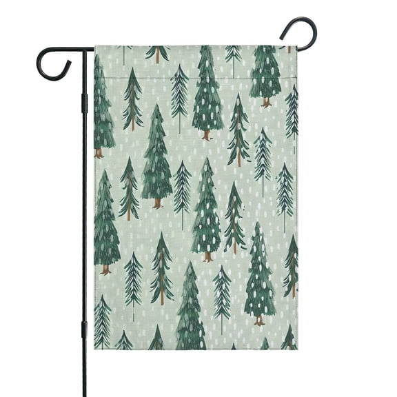 Light Green Christmas Tree and Snow Pattern Fall Garden Flags 12.5"x18" Double Side,Small Yard Flags for Outside,Outdoor Fall Decor,Autumn Funny Garden Flag Yard Decoration