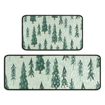 Light Green Christmas Tree Pattern Kitchen Rugs Sets Of 2,Anti Fatigue Kitchen Mat Rugs Non Slip Washable,Decorative Kitchen Floor Mats for Kitchen,Sink,Laundry,17"X30" 17"X47"