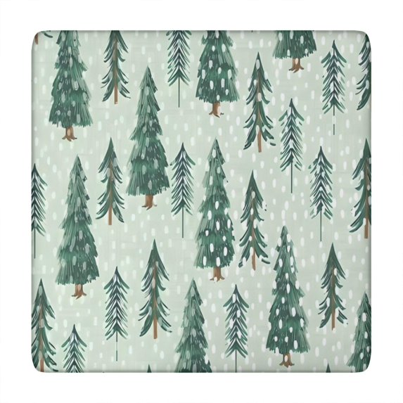 Light Green Christmas Tree Pattern Square Fitted Tablecloth with Elastic Edge,Square Table Cover,Washable Elastic Table Cover for Home Kitchen Party Decor 34"x34"