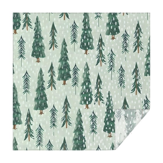 Light Green Christmas Tree and Snow Pattern Square Tablecloth,Waterproof Square Table Cover,Wipeable Spillproof Washable Table Cover for Home Kitchen Party Decor 42"X42"(107x107cm)