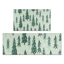 Light Green Christmas Tree Pattern Kitchen Rugs Sets Of 2,Anti Fatigue Kitchen Mat Rugs Non Slip Washable,Decorative Kitchen Floor Mats for Kitchen,Sink,Laundry,17"x30" 17"x47"