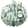 thumbnail image 1 of Light Green Christmas Tree and Snow Pattern Round Tablecloth 60"x60",Wrinkle Wipeable Table Cloth for Kitchen Dining Room Picnic Patio Party, 1 of 6