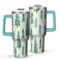 thumbnail image 1 of Light Green Christmas Tree and Snow Pattern Tumbler with Handle and Lid,40oz Double Wall Vacuum Insulated Tumbler,Cups Gift for Women and Men, 1 of 7