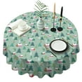 thumbnail image 1 of Light Green Christmas Village Pattern Round Tablecloth 60"x60",Wrinkle Wipeable Table Cloth for Kitchen Dining Room Picnic Patio Party, 1 of 6