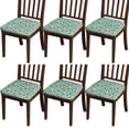 thumbnail image 1 of Light Green Christmas Village Seat Covers for Dining Room Chairs Set Of 6,Stretch Printed Washable Chair Seat Cover with Elastic Ties and Button,Removable Waterproof Couch Cushion Covers, 1 of 6