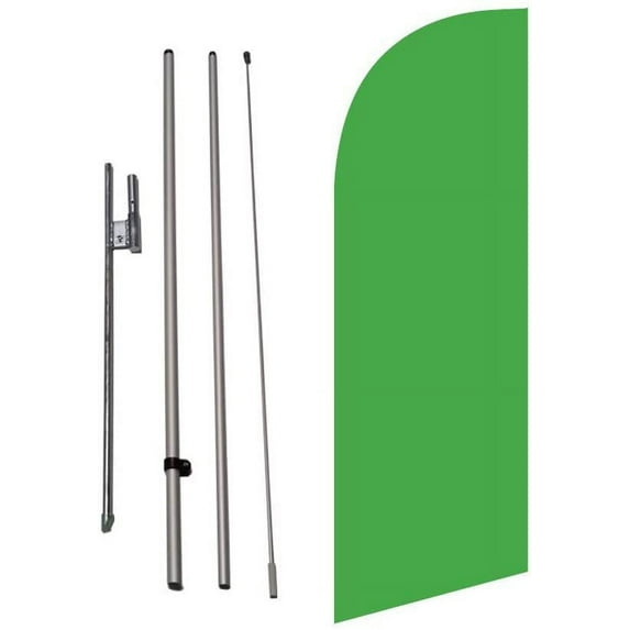 Light Green Color Medium Size Feather Banner Swooper Flag Sigh with Flag Pole Kit and Ground Spike, 8 feet Tall
