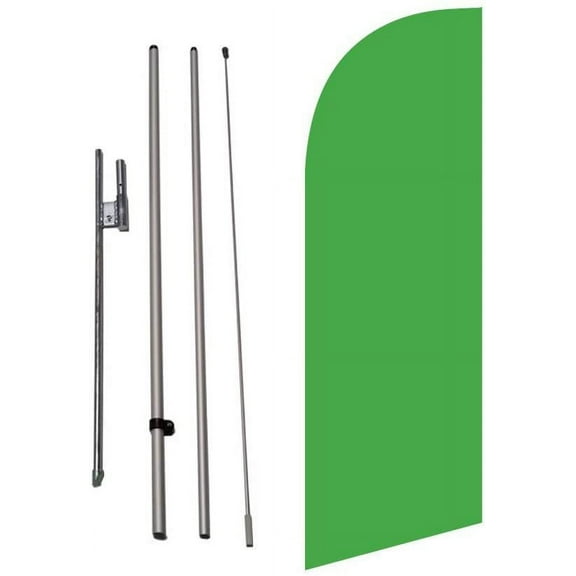 Light Green Color Medium Size Feather Banner Swooper Flag Sigh with Flag Pole Kit and Ground Spike, 8 feet Tall