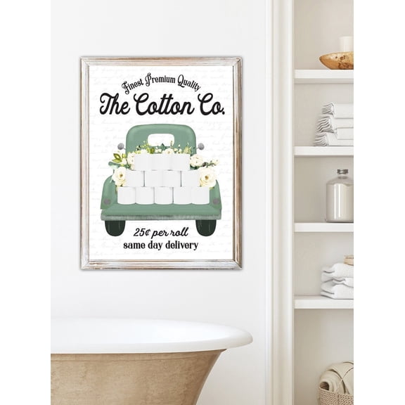 Light Green Cotton Co Truck Wall Art Print, 25 Cents Per Roll Delivery, Bathroom And Gallery Wall Decor