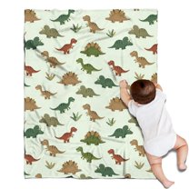 Light Green Dinosaurs Plants Pattern Blanket,Comfortable Soft Flannel Throw Blanket,All Season,Warm Lightweight Blankets for Sofa Bed Couch Living Room Chair,30"x40"