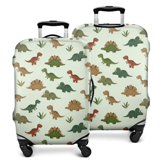 Light Green Dinosaurs Plants Pattern Luggage Cover Fashion Suitcase Cover Baggage Covers Fit 25-28 Inch Luggage (Go Travel)