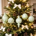 thumbnail image 1 of Light Green Embossed Vintage Christmas Ball Ornament Set Shatterproof Hanging Baubles for Xmas Tree Decor, 1 of 9