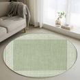 thumbnail image 1 of Light Green Geometric 3ft Round Rug, White Greek Key Design Burlap Modern Art Non-Skid Rubber Backing Large Area Rugs - Living Room Bedroom Home Office, Indoor Floor Mat Carpets Washable Rug, 1 of 9