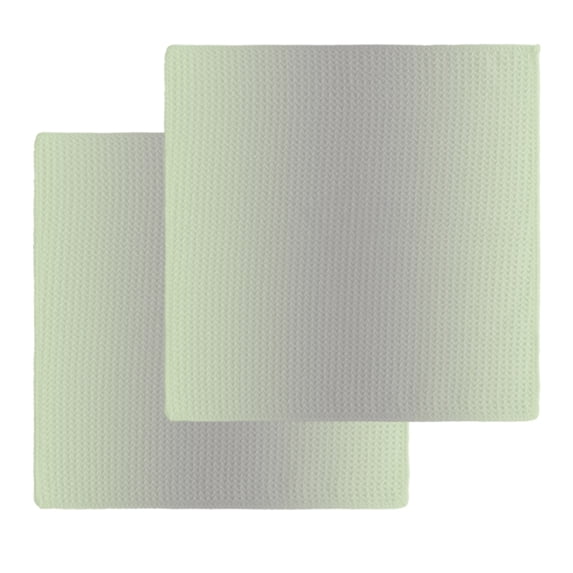 Light Green Grey Ombre Dish Towels Set, Waffle Weave Kitchen Towels 2 Pieces, Modern Gradient Abstract Art Microfiber Hair Face Bath Tea Towel Absorbent Quick Drying Cleaning Dish Cloths, 12"x12"