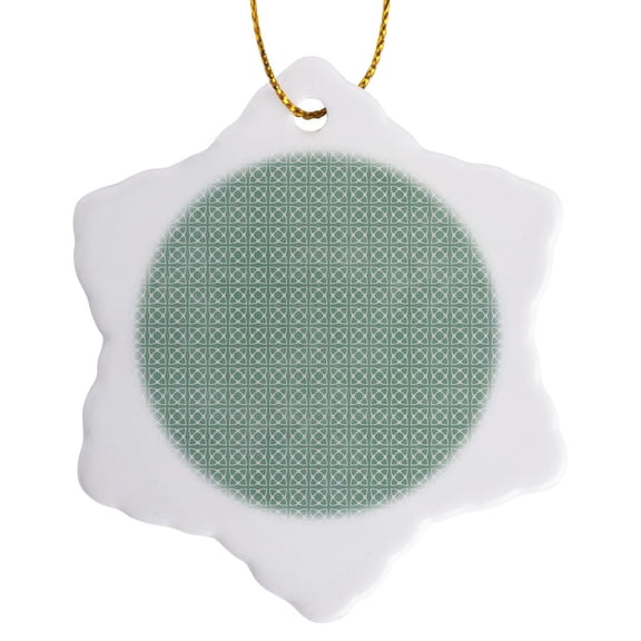 3drose, Light Green Irish Knots Pattern, 3 inch Snowflake Porcelain Ornament