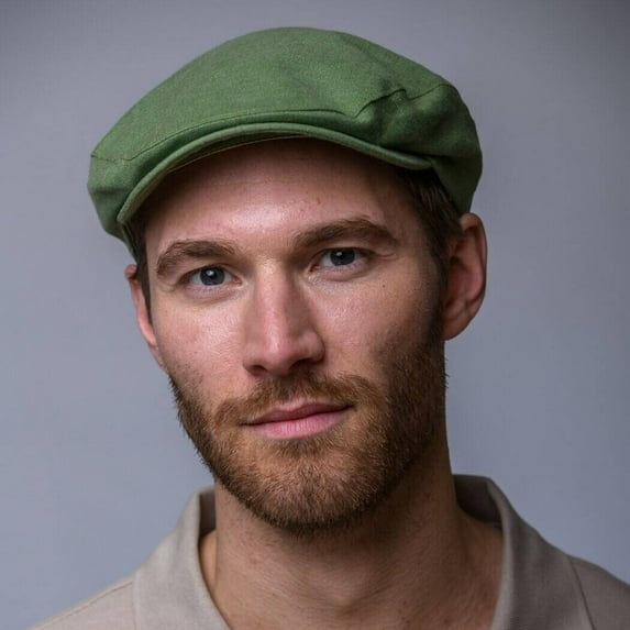 Light Green Irish Linen Hat For Men By Mucros Weavers, Size Small