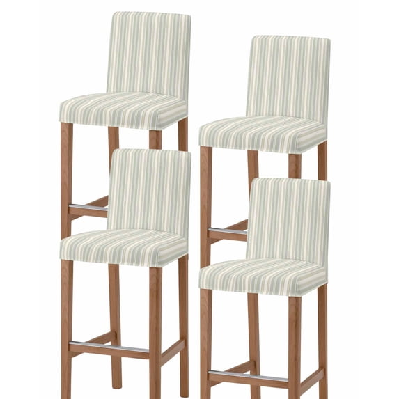 Light Green Lines Bar Stool Covers Set of 4, Retro Minimalist Stripes Pattern Stretch Washable Bar Chair Covers with Backs, Removable Pub Counter Height Chair Cover for Kitchen Dining Room Cafe