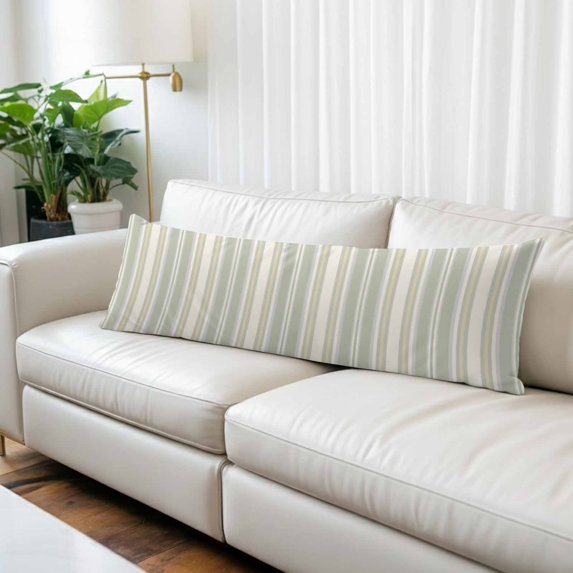 Light Green Lines Body Pillow Covers 20"x54", Retro Minimalist Stripes Pattern Soft Brushed Microfiber Breathable Throw Pillow Covers, Pillowcase with Zipper for Couch Sofa Bedroom Living Room