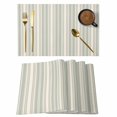 thumbnail image 1 of Light Green Lines Placemats Set of 4, Retro Minimalist Stripes Pattern Placemats for Dining Table, Place Mats for Kitchen Tabletop, Waterproof Wipeable Dining Table Mats Set, 1 of 9