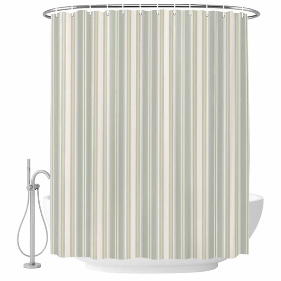 Light Green Lines Shower Curtain Set - 72" x 78" Washable Bathtub Curtain with 12 Hooks, Retro Minimalist Stripes Pattern Waterproof Fabric Stall Shower Curtains for Bathroom/Bathtub Décor
