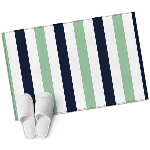 Light Green Navy Blue Striped Large Area Rugs for Bedroom Living Room, Soft Non Slip Carpet Bedside Rug, Farmhouse Stripe Art Rectangular Floor Cover Kitchen Accent Rug 2'x3' for Dining Room/Office