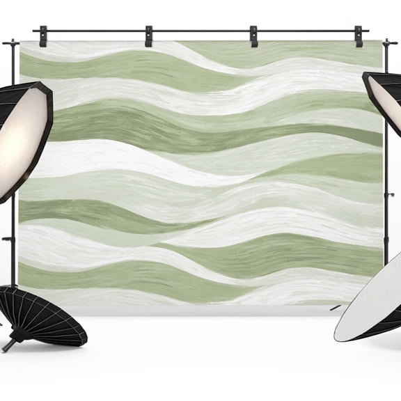 Light Green Ocean Waves Photography Backdrop 7x5FT, Abstract Modern Ombre Stripes Photo Backdrops, Background for Photography Studio Photo Studio Background, Back Drop for Photoshoot