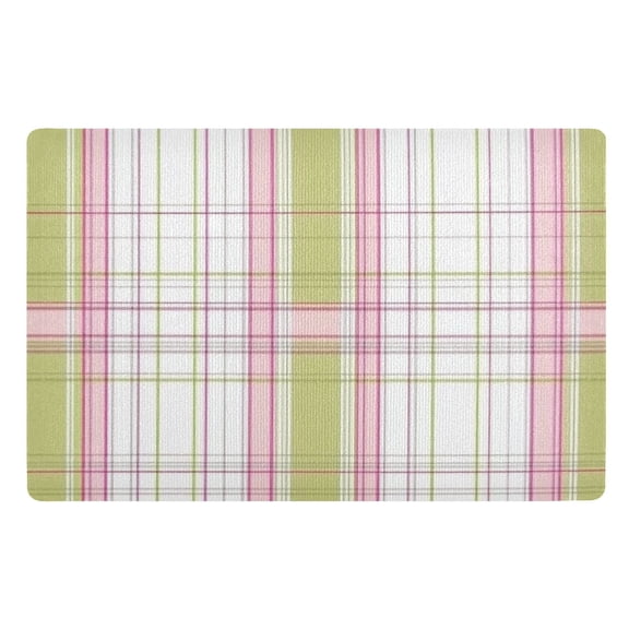 Light Green Pink Line Floor Door Mat Outdoor Indoor for Home Entrance Welcome Mats 32"x20"