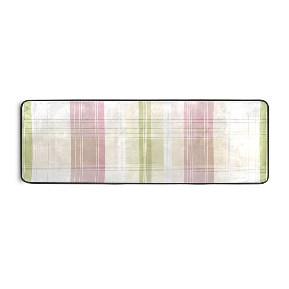 Light Green Pink Lines Runner Rug for Hallways Kitchen Non Slip 2'x 6' Washable Hall Carpet for Bedroom Entryway Laundry Room