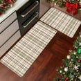 thumbnail image 1 of SAND KEEPER Light Green Plaid Kitchen Mat Set of 2, Non Slip Absorbent Washable Kitchen Rugs 17"x28" and 17"x48", Low Profile Runner Rug for Kitchen Sink Laundry Room, Farmhouse Decor, 1 of 6