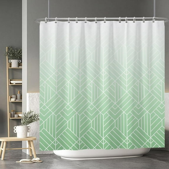 Light Green Shower Curtain Texture Pattern Geometry Gradient Shower Curtains for Bathtubs Spa Hotel Bathroom Home Decor Fabric Waterproof Decorative with Hooks 72x72 Inches Inches