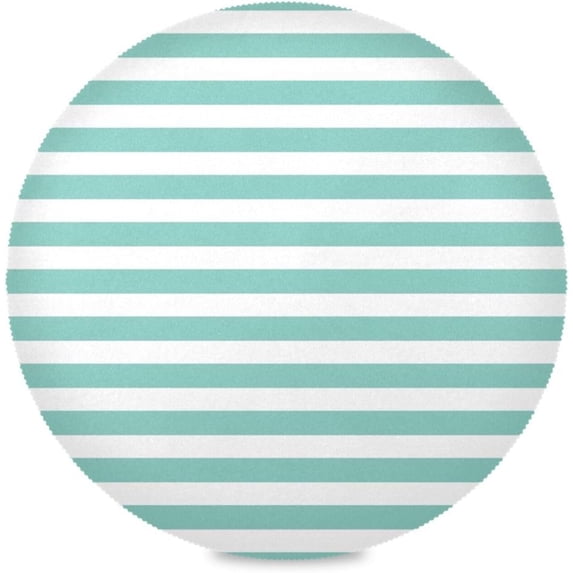 Light Green Stripes Round Placemats Washable Placemats Non-Slip Heat-Resistant Table Place Mats for Dining Kitchen Holiday Party Table 15.4"-1PCS Home Decor