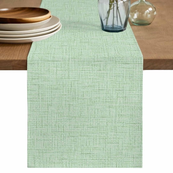 Light Green Table Runner 60 Inches Long, Kitchen Dining Table Decoration, Rustic Farmhouse Solid Color Coffee Tablerunner Dress Scarves Farmhouse Décor for Party, Holiday, 13 x 60