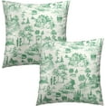 thumbnail image 1 of Light Green Throw Pillow Covers 18x18 Inch Pack of 2 Green Vintage Cottage Cushion Pillow Case Square Cotton Countryside Style French Country Pillowcase for Farmhouse Party Sofa Home Bedroom Outdoor, 1 of 6